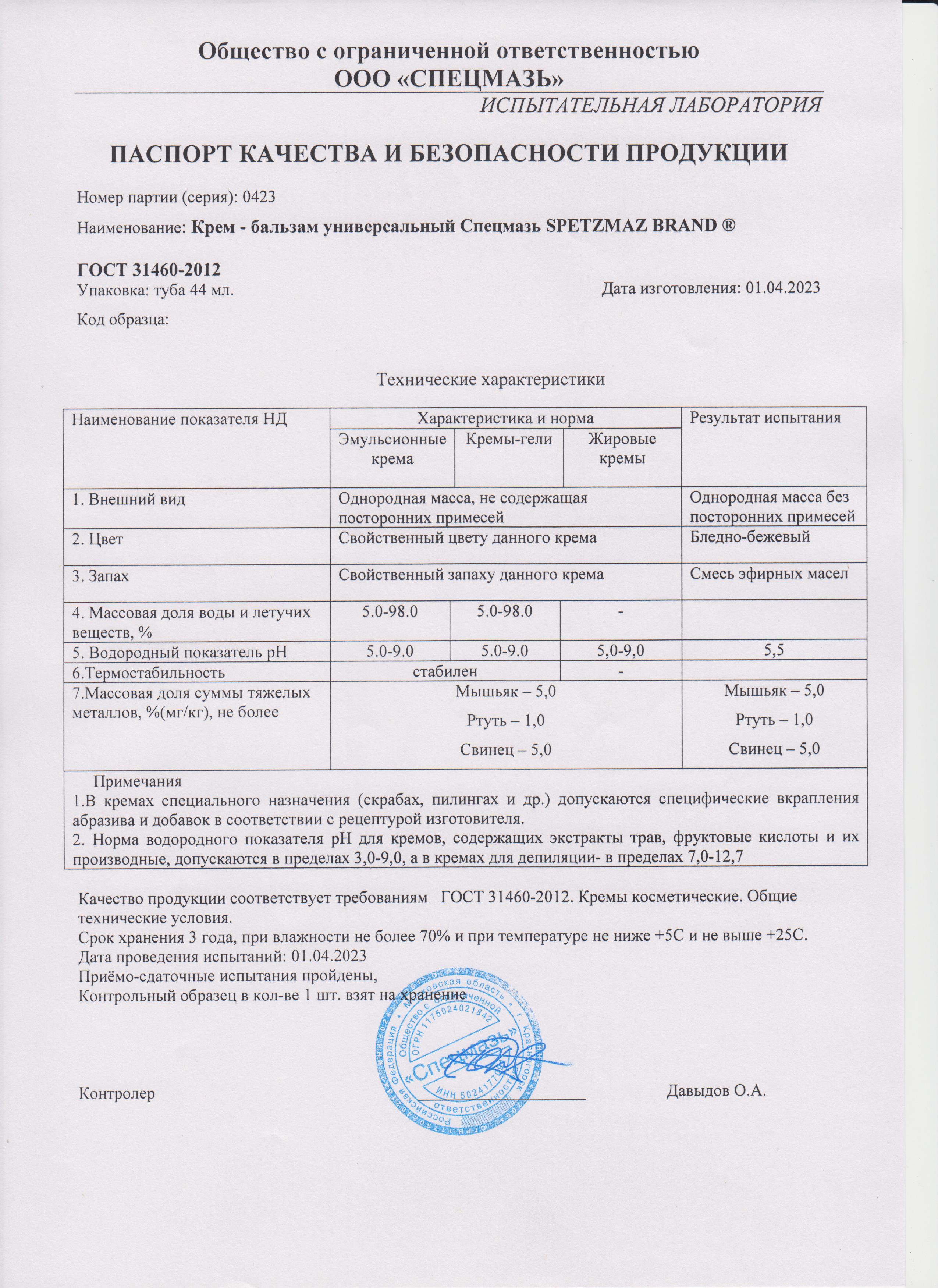 Паспорт №042023
